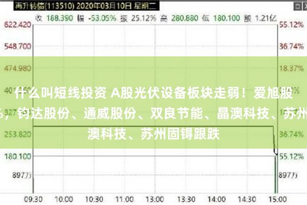 什么叫短线投资 A股光伏设备板块走弱!爱旭股份跌超5%,钧达股份、通威股份、双良节能、晶澳科技、苏州固锝跟跌