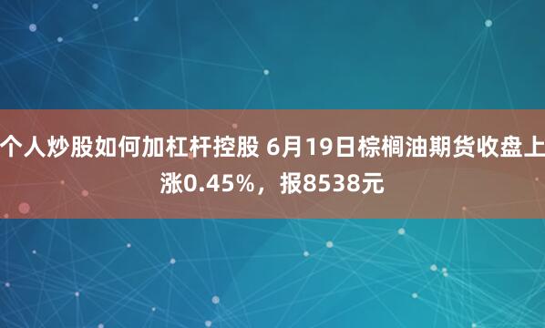 个人炒股如何加杠杆控股 6月19日棕榈油期货收盘上涨0.45%，报8538元