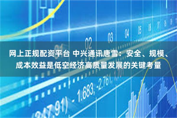网上正规配资平台 中兴通讯唐雪:安全、规模、成本效益是低空经济高质量发展的关键考量