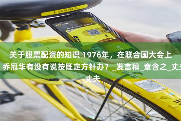 关于股票配资的知识 1976年,在联合国大会上,乔冠华有没有说按既定方针办?_发言稿_章含之_丈夫