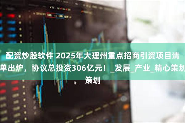 配资炒股软件 2025年大理州重点招商引资项目清单出炉，协议总投资306亿元！_发展_产业_精心策划